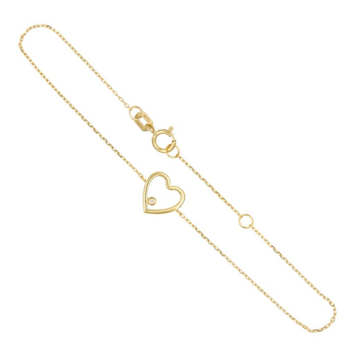 L'ATELIER D'AZUR Bracelet Or Jaune et Diamant - Motif Coeur