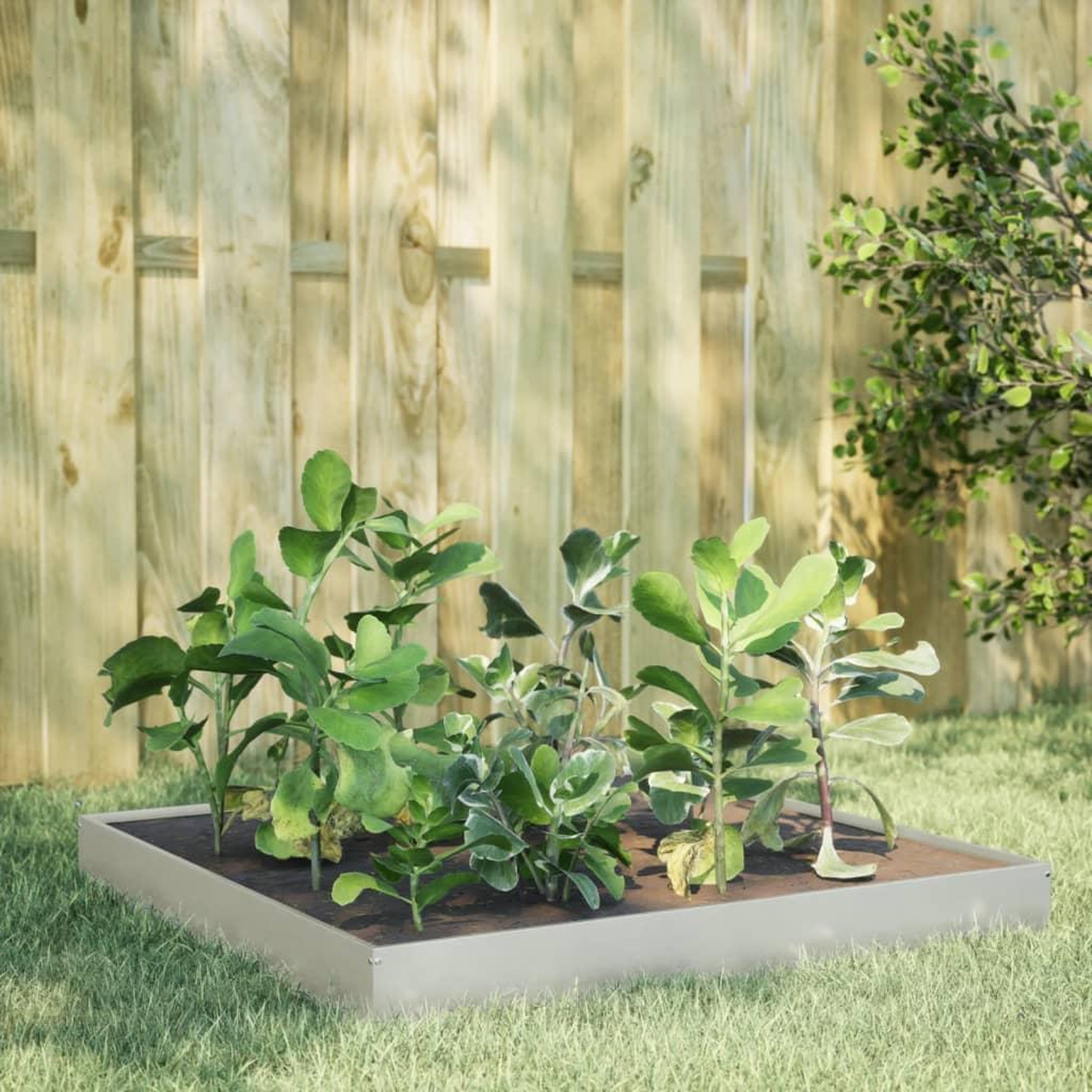 VIDAXL Lit sureleve de jardin 100x100x18,5 cm acier inoxydable