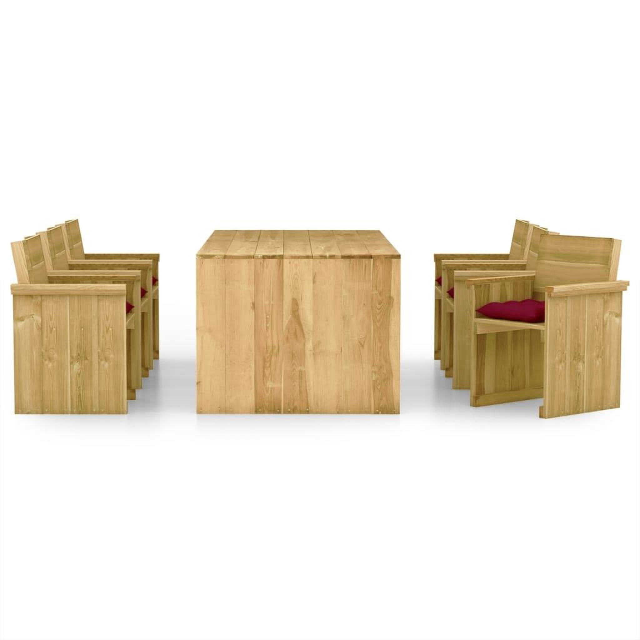 Voir la diapositive 2 : VIDAXL Ensemble a manger de jardin 7 pcs avec coussins pin impregne
