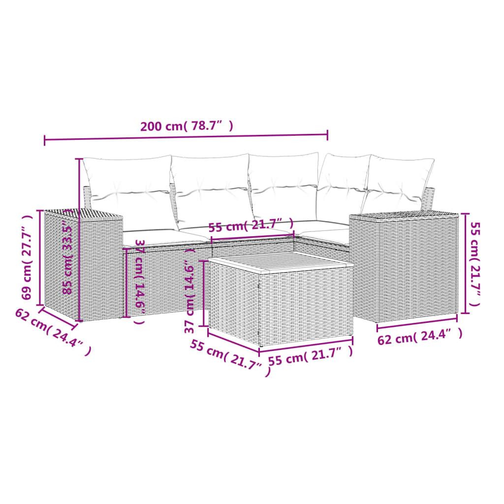 Voir la diapositive 4 : VIDAXL Salon de jardin 5 pcs avec coussins noir resine tressee