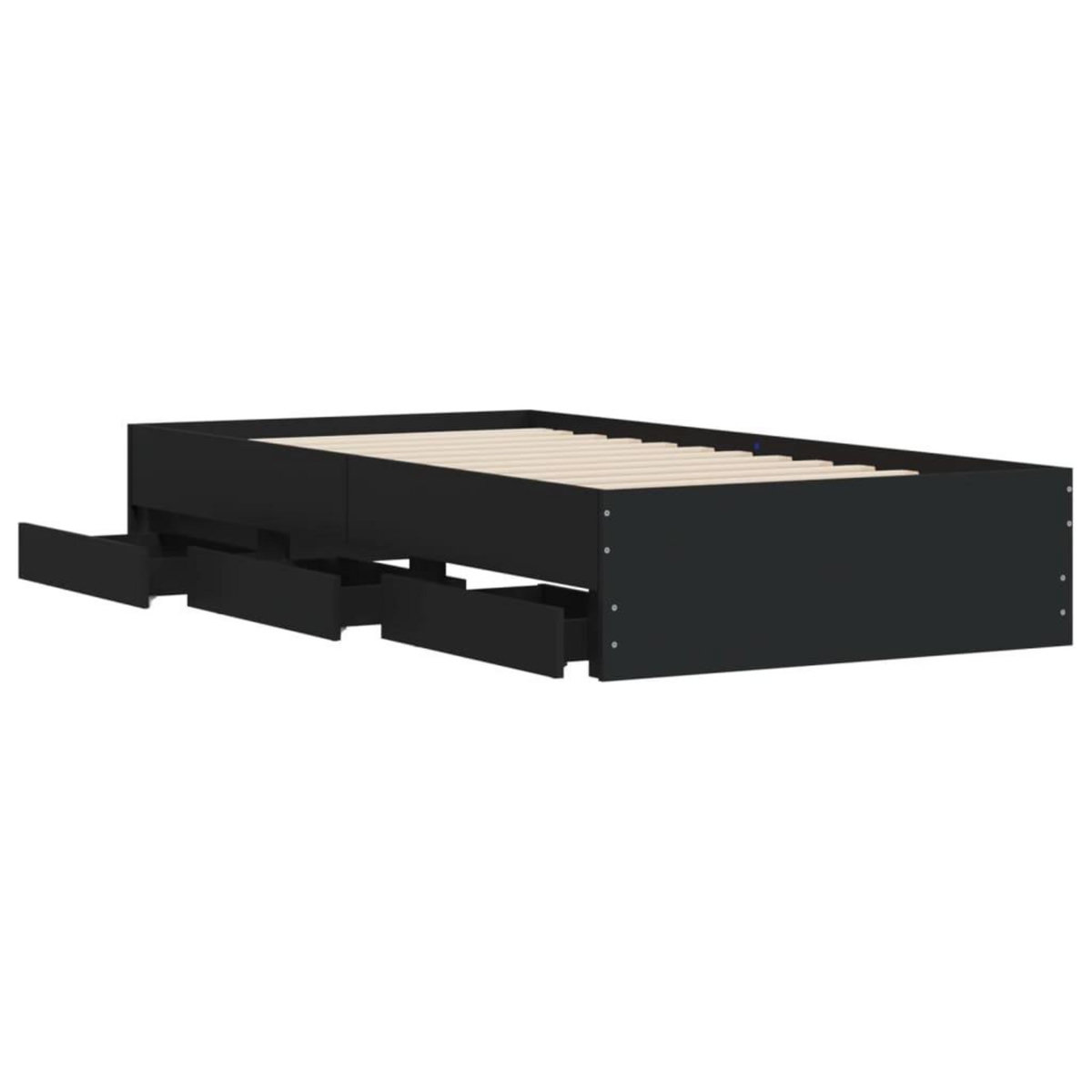 VIDAXL Cadre de lit avec tiroirs sans matelas noir 90x200 cm