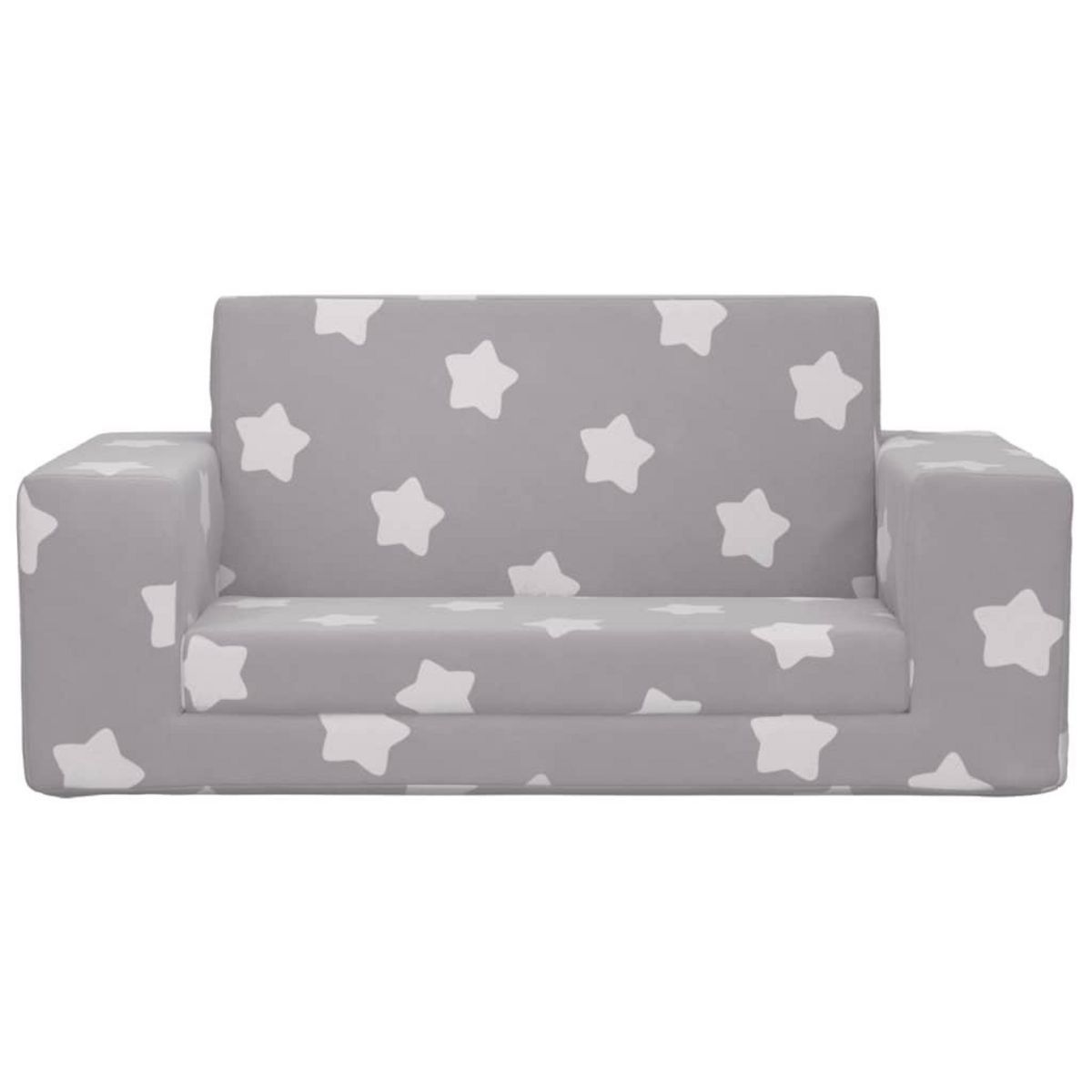 VIDAXL Canape-lit enfant 2 places gris clair etoiles peluche douce