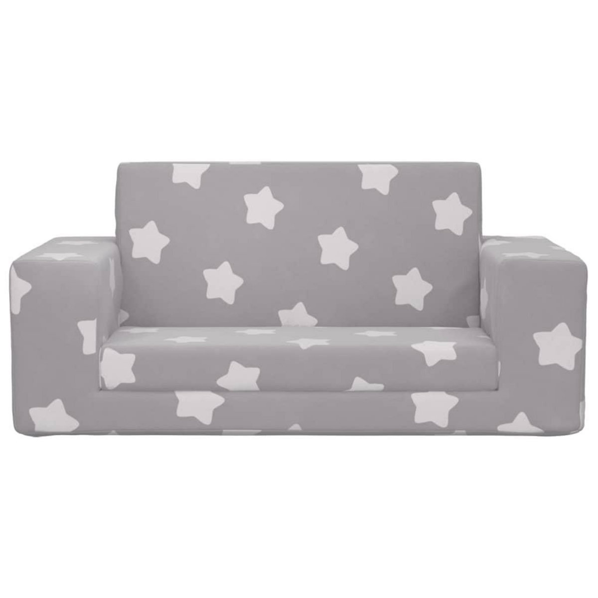 VIDAXL Canape-lit enfant 2 places gris clair etoiles peluche douce