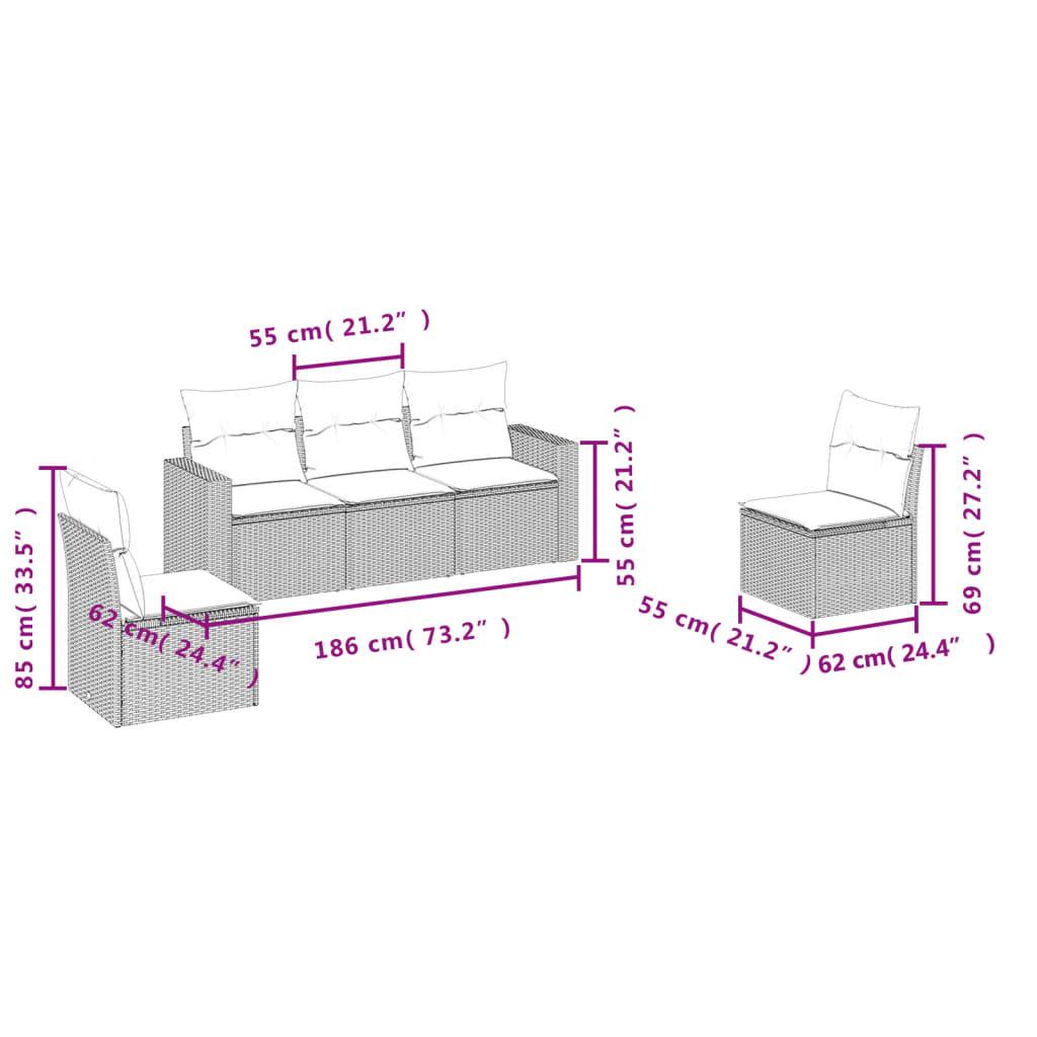 Voir la diapositive 3 : VIDAXL Salon de jardin avec coussins 5 pcs marron resine tressee