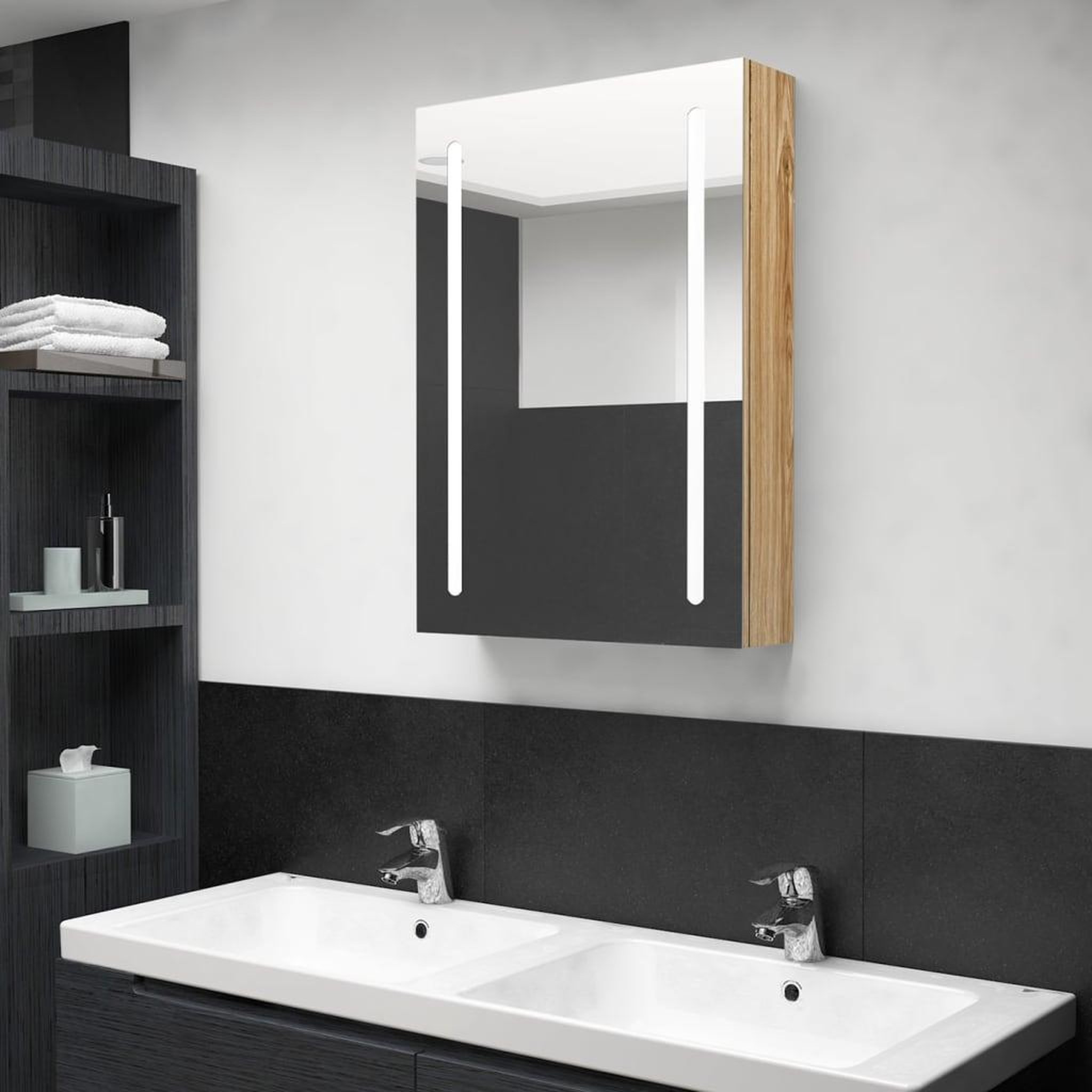 VIDAXL Armoire de salle de bain a miroir LED Chene 50x13x70 cm