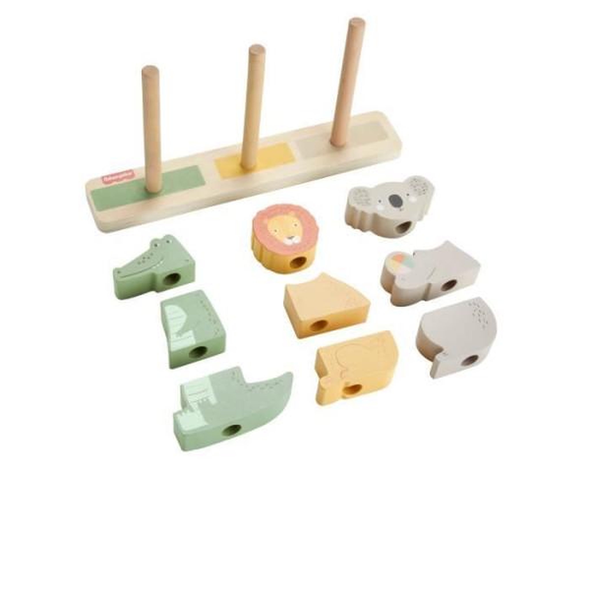 FISHER PRICE Fisher-price-animaux en bois a empiler et trier, 10 pieces hxv04