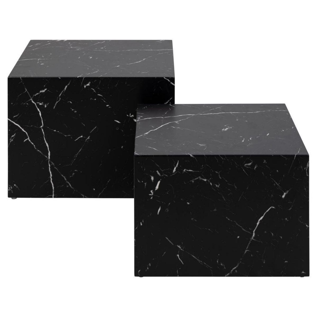 LISA DESIGN Pueblo - lot de 2 tables basses - effet marbre noir - 58 et 50 cm