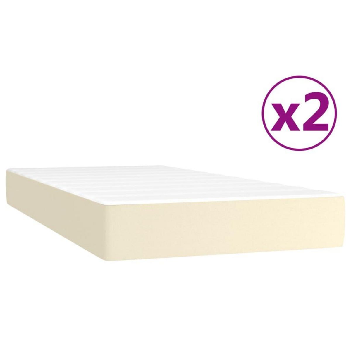 VIDAXL Sommier a lattes de lit avec matelas Creme 200x200cm Similicuir