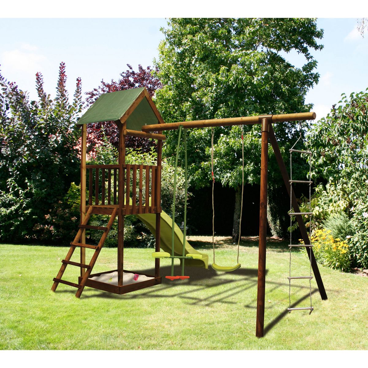 Soulet Portique balançoire bois avec tour et toboggan Libellule