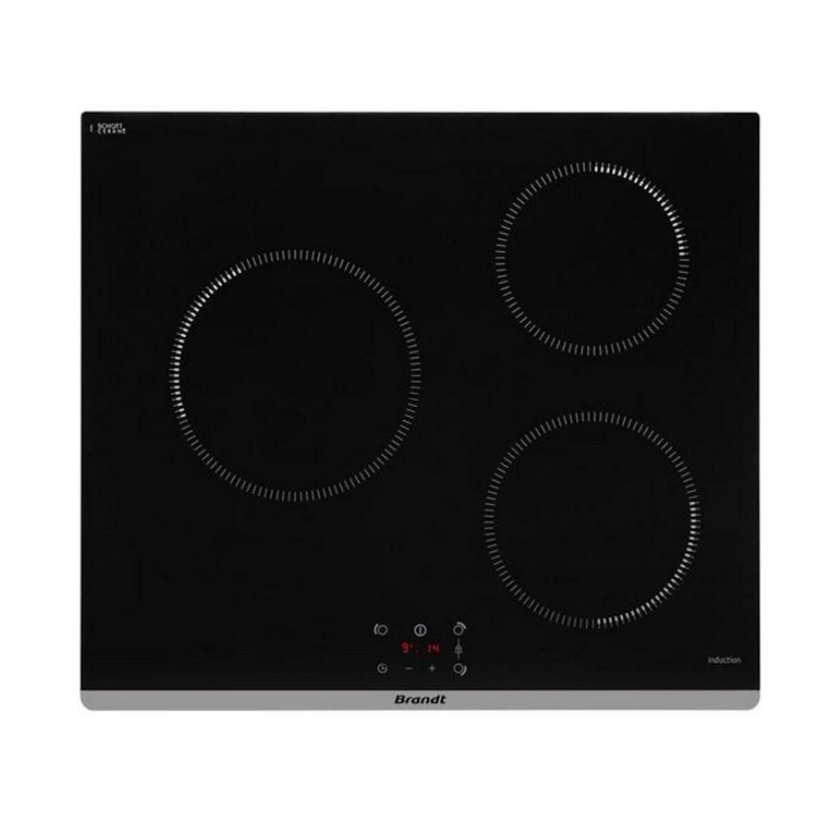 BRANDT Table de cuisson à induction 60cm 3 feux 5900w - bpi6360b
