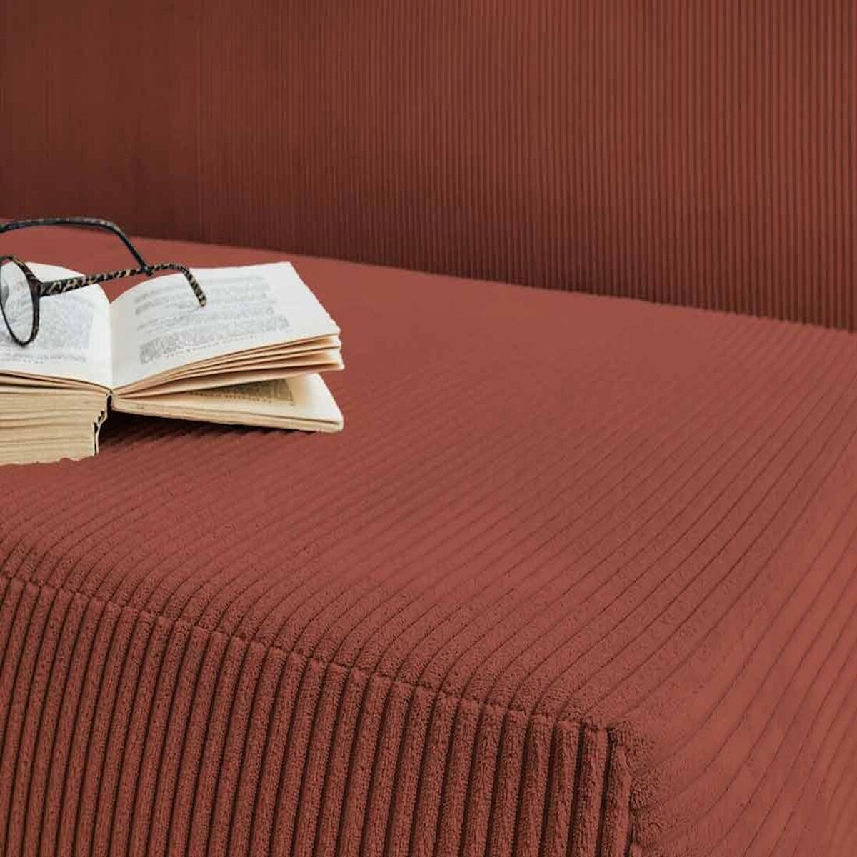 BEST MOBILIER Cristal - canapé 3 places - convertible avec coffre - en velours côtelé