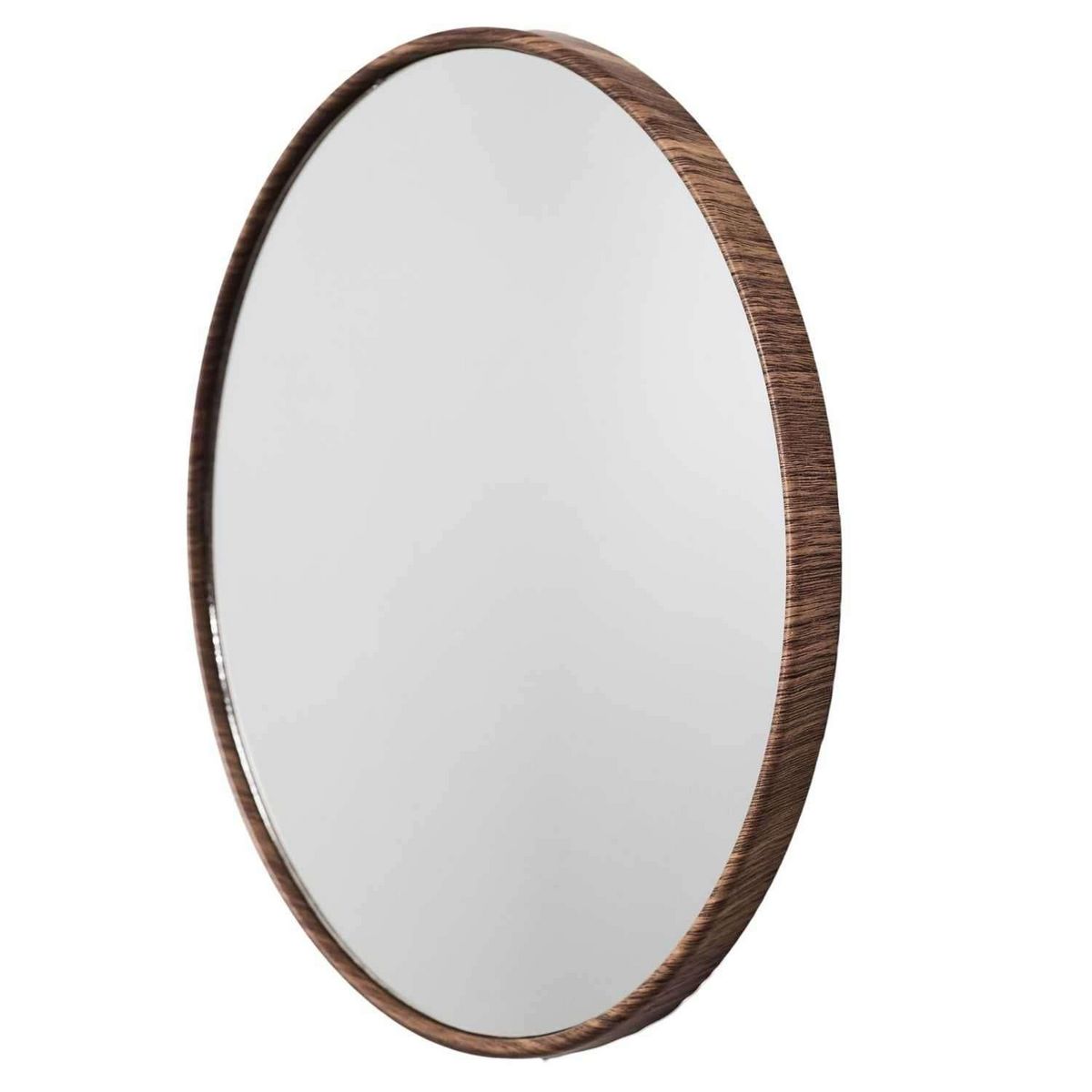 The Home Deco Factory Lot de 3 miroirs ronds imitation bois - Diam 26 cm - Marron