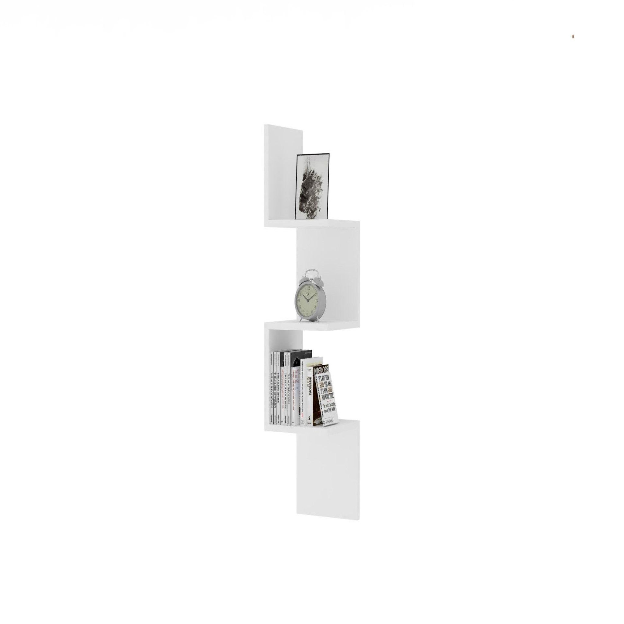 Habitat et Jardin Étagère murale en bois  zikzak  - 25 x 25 x 105 cm - blanc