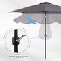 Voir la diapositive 5 : OUTSUNNY Parasol en métal rond polyester 180g/m² manivelle inclinable Ø 3 x 2,45 m gris