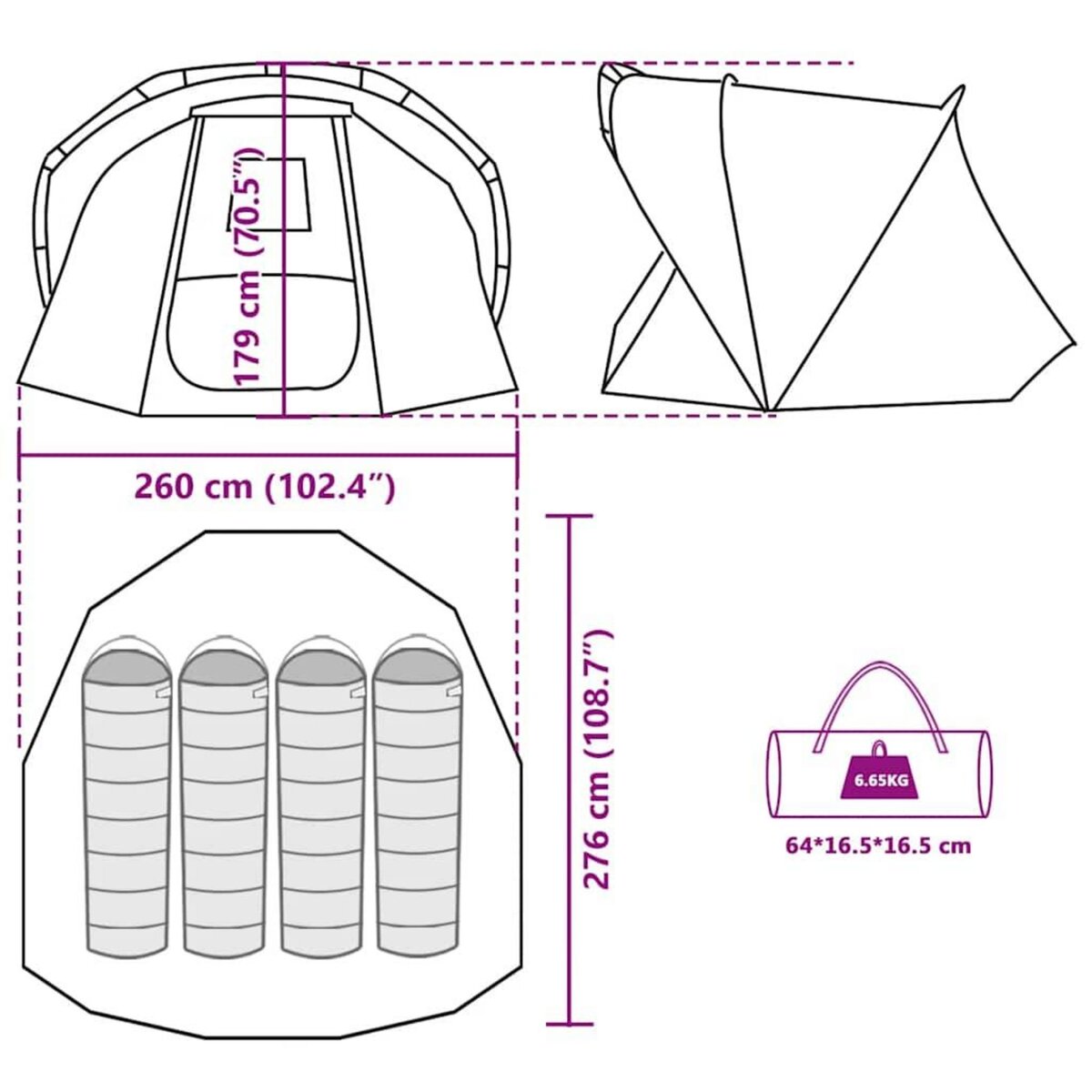 VIDAXL Tente de peche 4 personnes marron impermeable