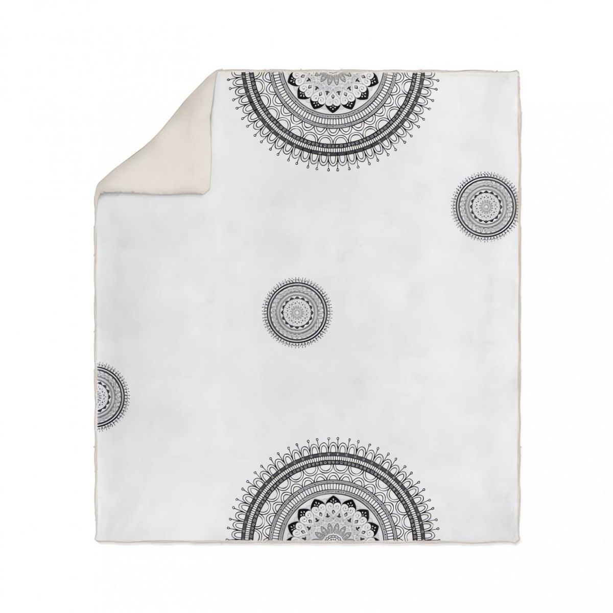 SOLEIL D'OCRE Plaid polaire sherpa microfibre imprimé 110x170 cm MANDALA gris, par Soleil d'ocre