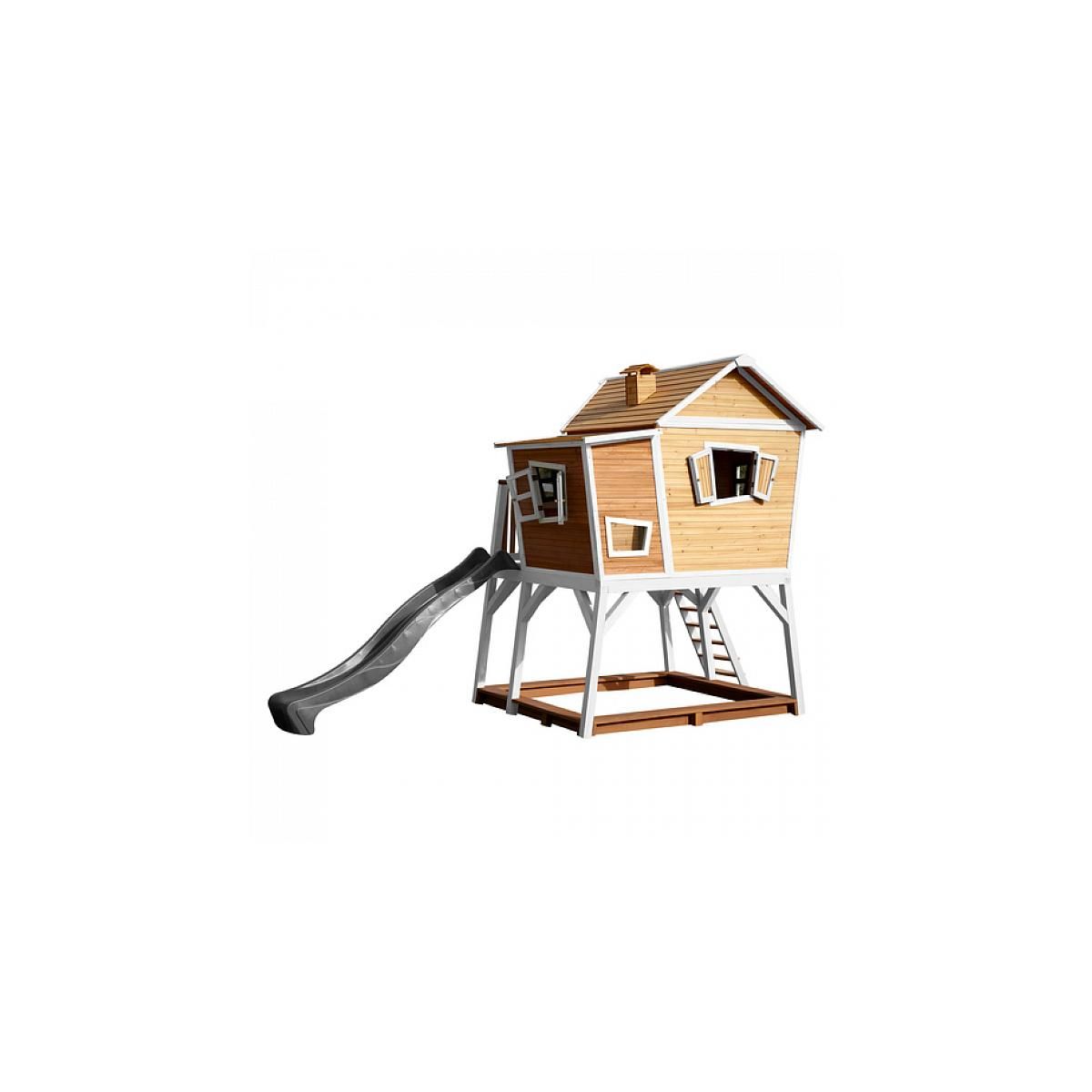 Axi House AXI Crooked Max Maisonnette marron blanc Toboggan Gris