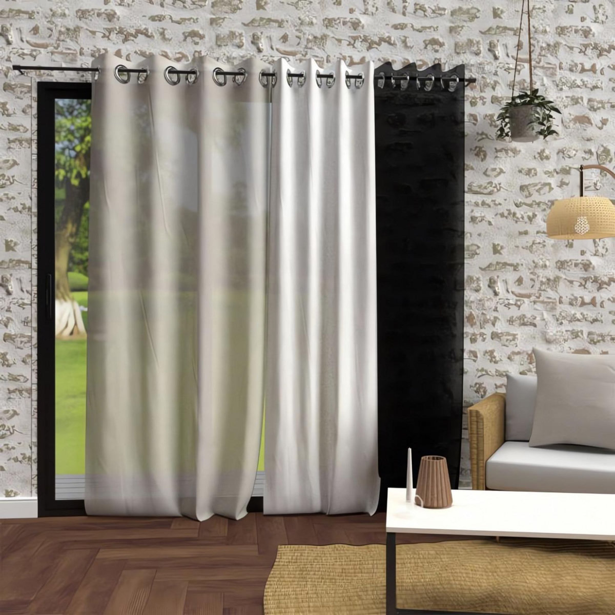 SOLEIL D'OCRE Voile à oeillets effet froissé 135x250 cm BOHEME, par Soleil d'Ocre