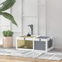 Voir la diapositive 4 : PAWHUT Enclos tortue - maison tortue terrestre exterieur - support de lampe, 2 plateaux coulissants - dim. 81L x 48l x 31H cm - bois gris clair