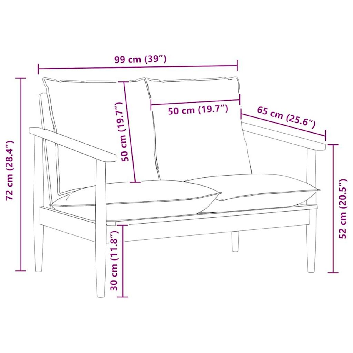 VIDAXL Canape 2 places noir cuir veritable et bois d'acacia solide