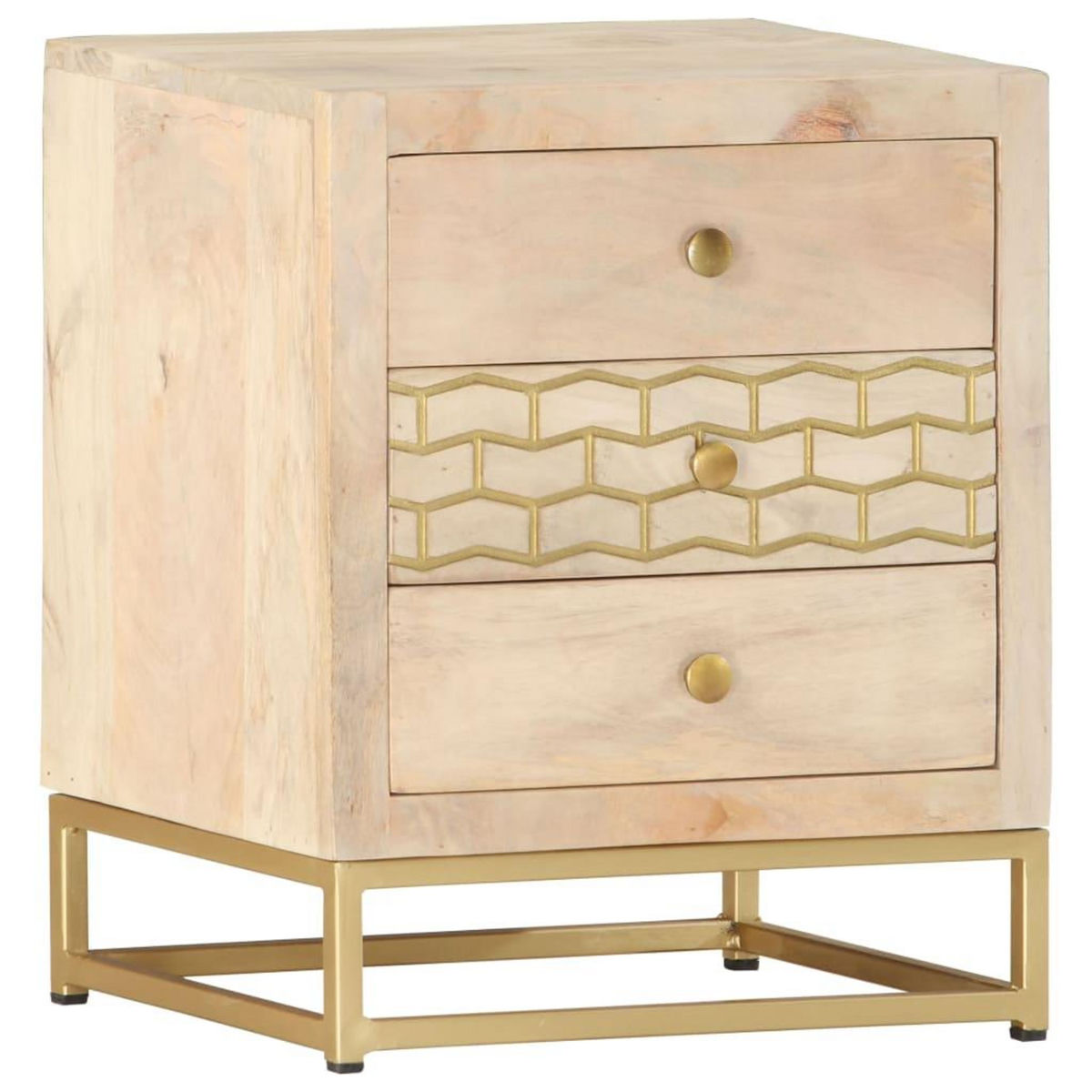 VIDAXL Table de chevet dore 40 x 30 x 50 cm bois de manguier massif