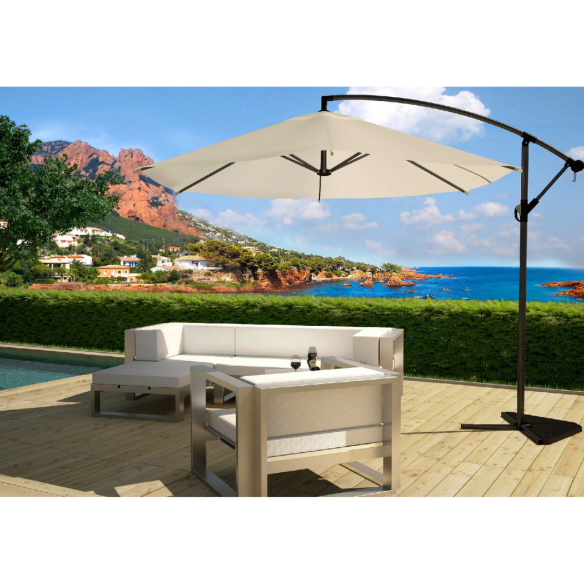 CONCEPT USINE Parasol déporté diamètre 3m écru PORTICCIO