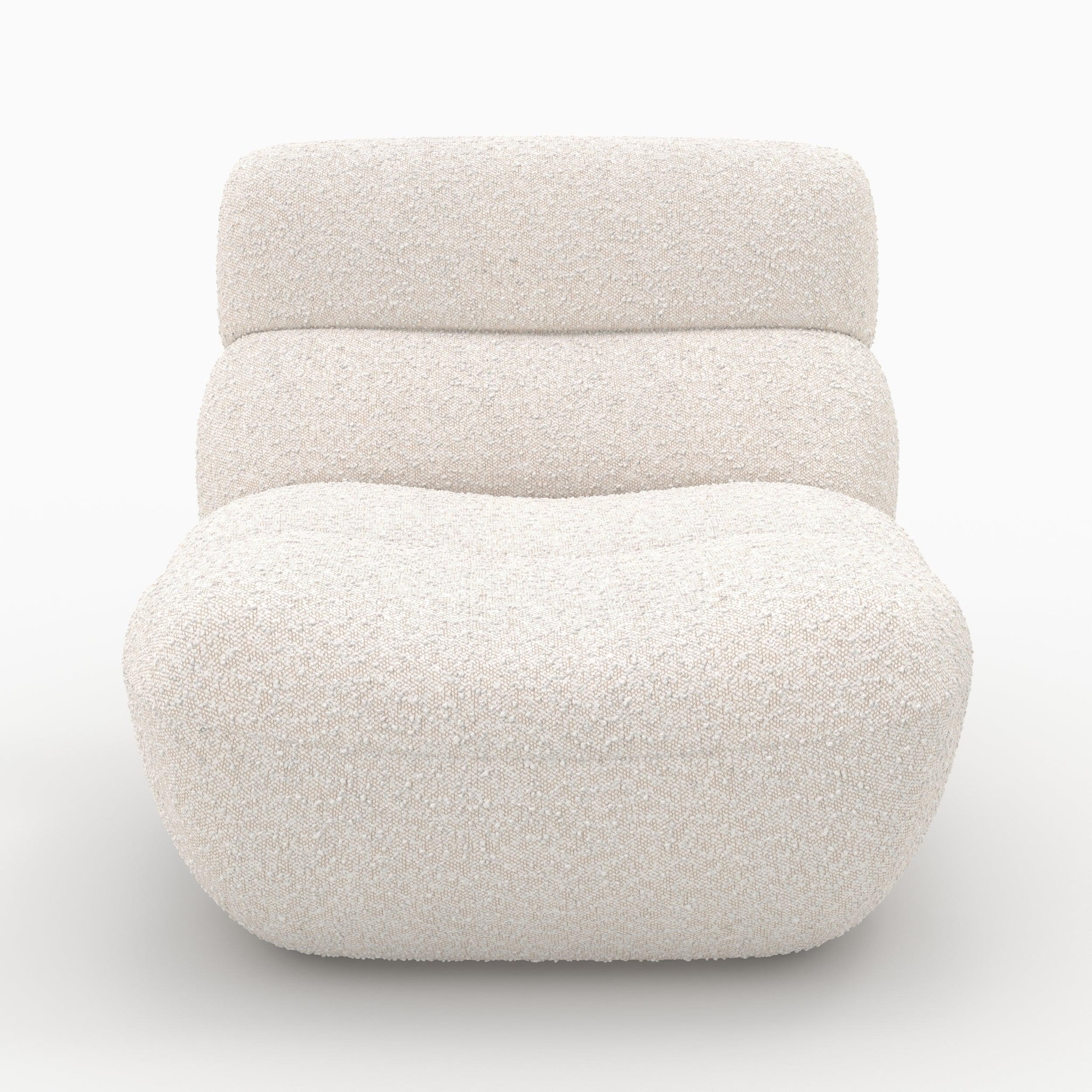 Voir la diapositive 3 : MAISON PAVANE Ensemble fauteuil et pouf en tissu bouclé blanc-teddy