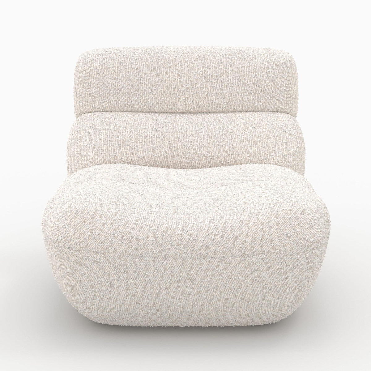 Rendez vous déco Ensemble fauteuil et pouf en tissu bouclé blanc-Teddy
