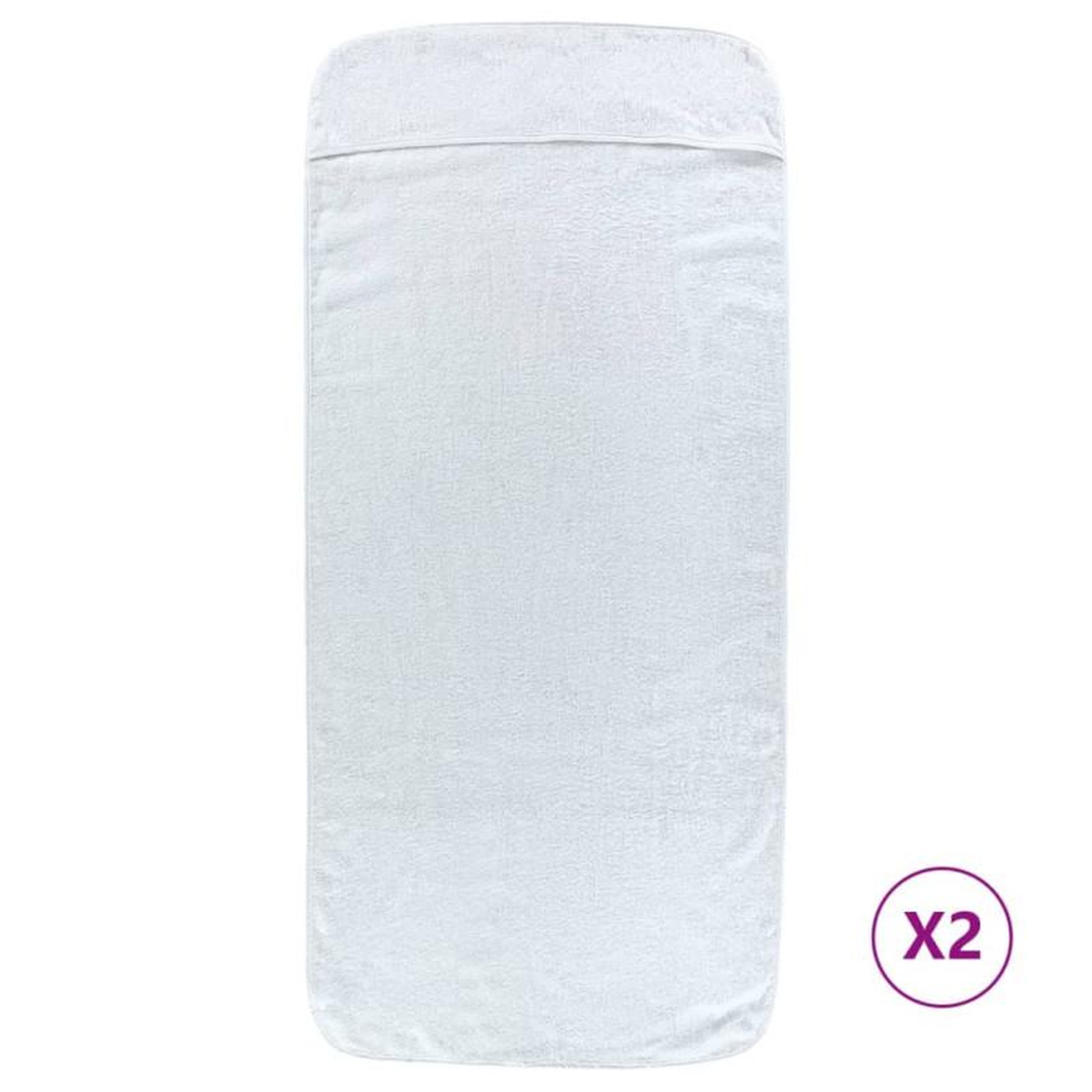 Voir la diapositive 2 : VIDAXL Serviettes de plage 2 pcs blanc 60x135 cm tissu 400 GSM