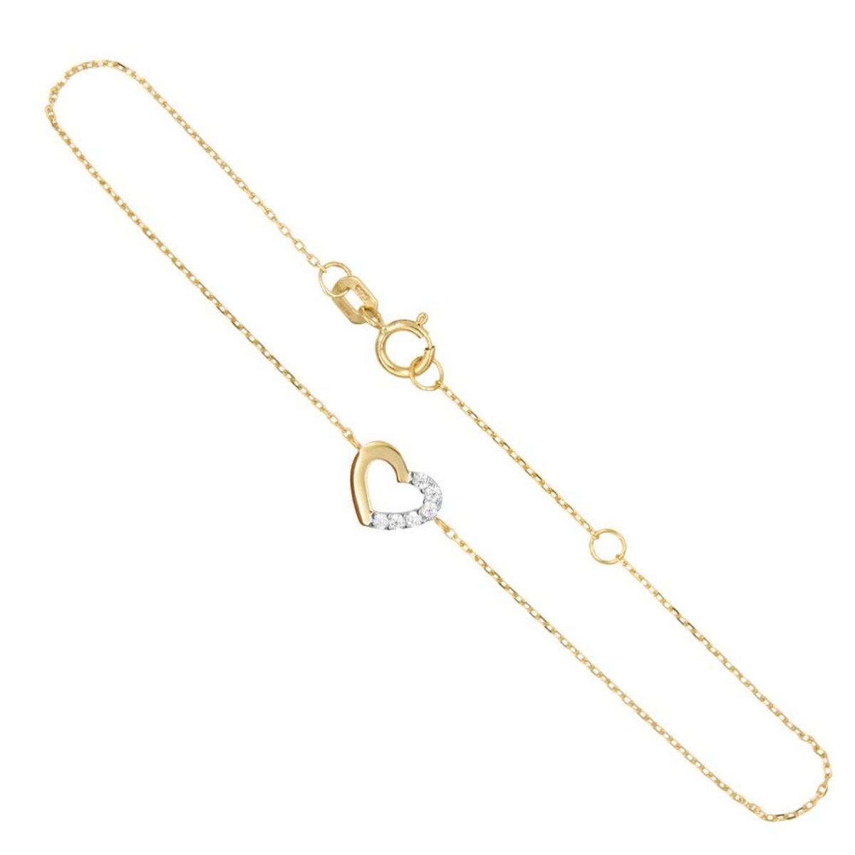 L'ATELIER D'AZUR Bracelet Or Bicolore - Coeur Pavé de Zirconiums