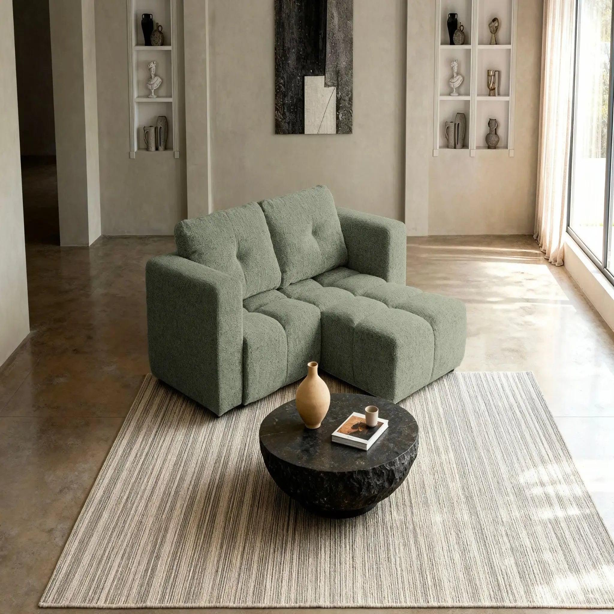Voir la diapositive 6 : CASANOVA PARIS Romy mini - canapé d'angle convertible tissu chenille 2 places