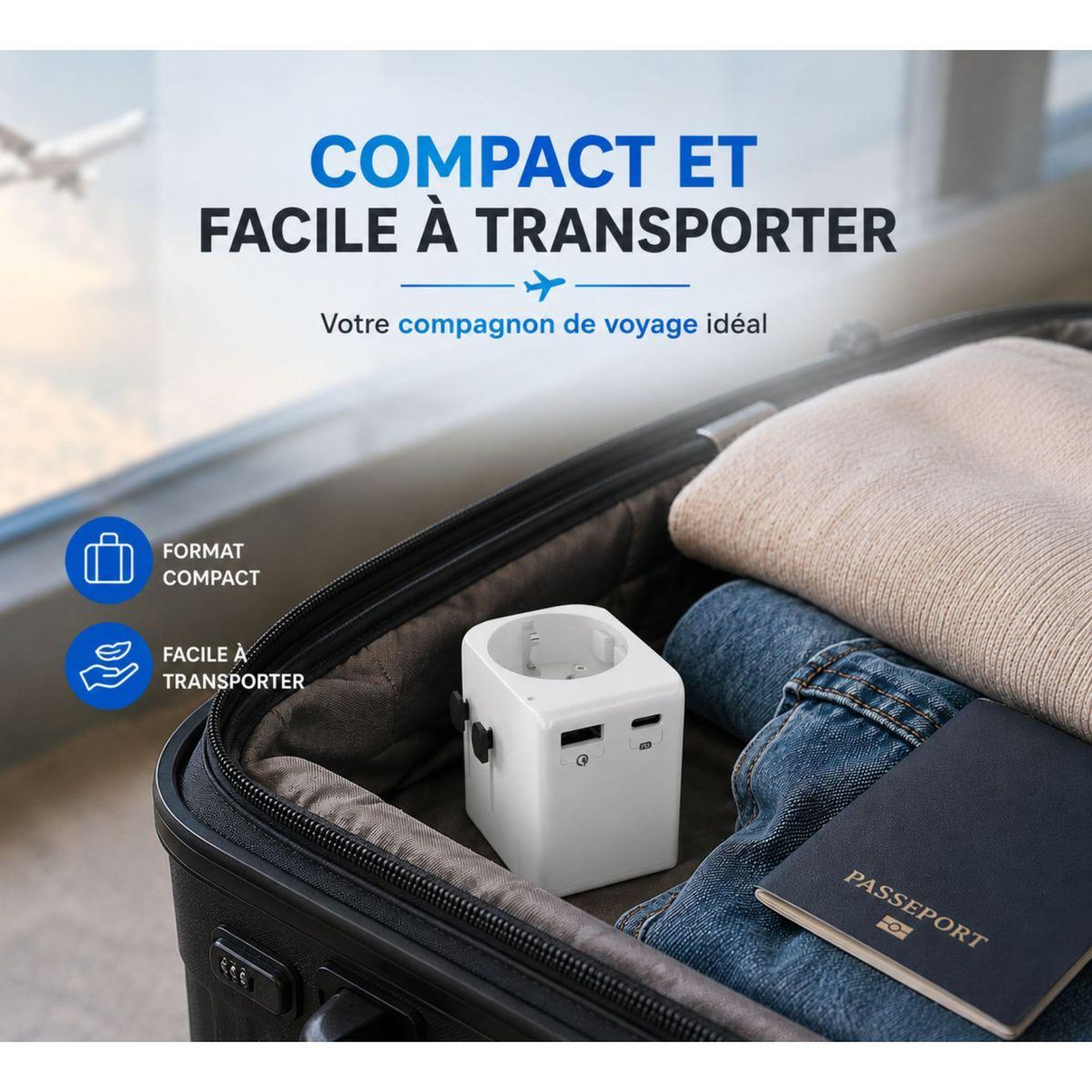 Voir la diapositive 3 : ESSENTIEL B Adaptateur de voyage europe vers monde 20w