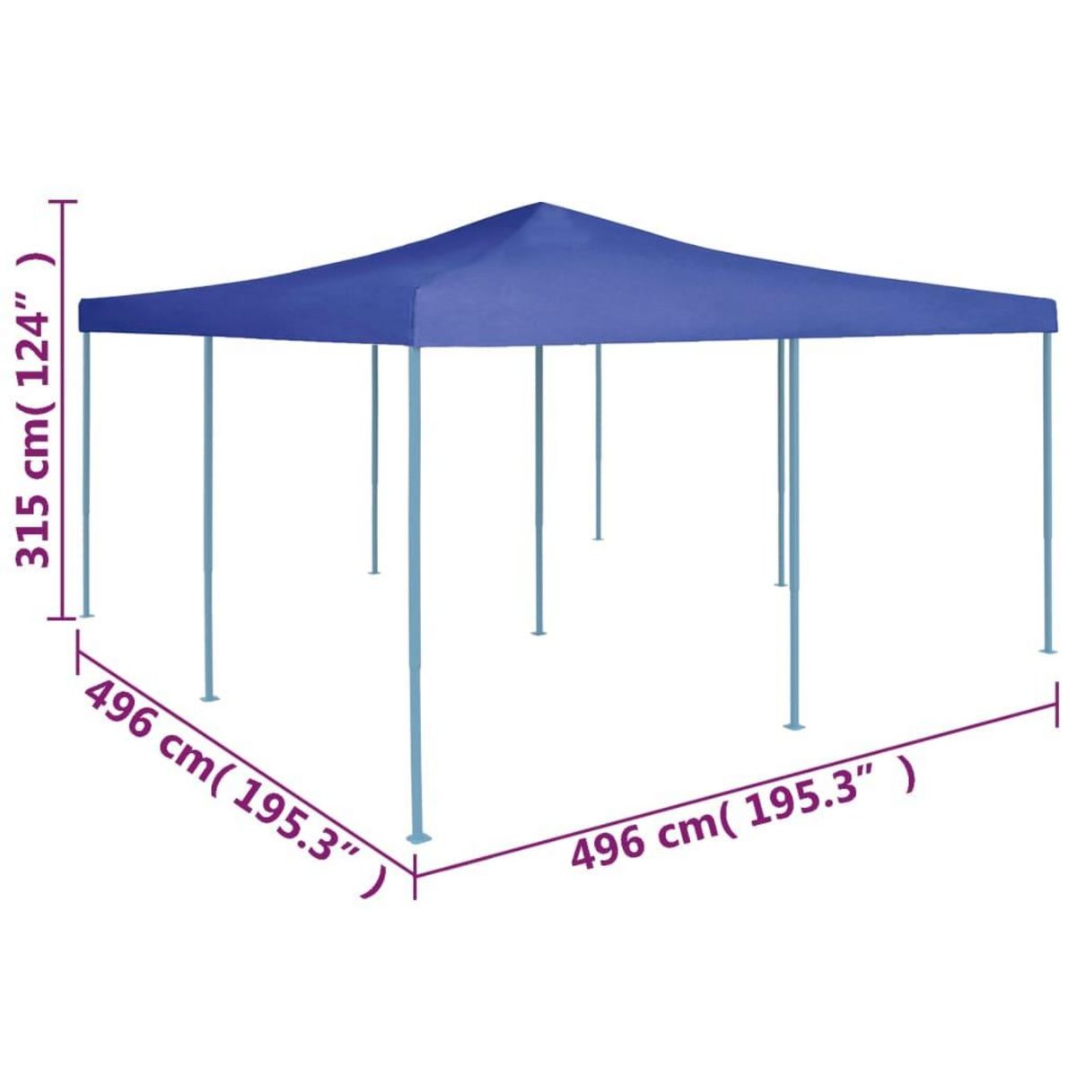 VIDAXL Belvedere pliable 5x5 m Bleu