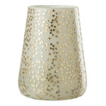 Paris Prix Photophore en Verre  Triangle  23cm Blanc & Or