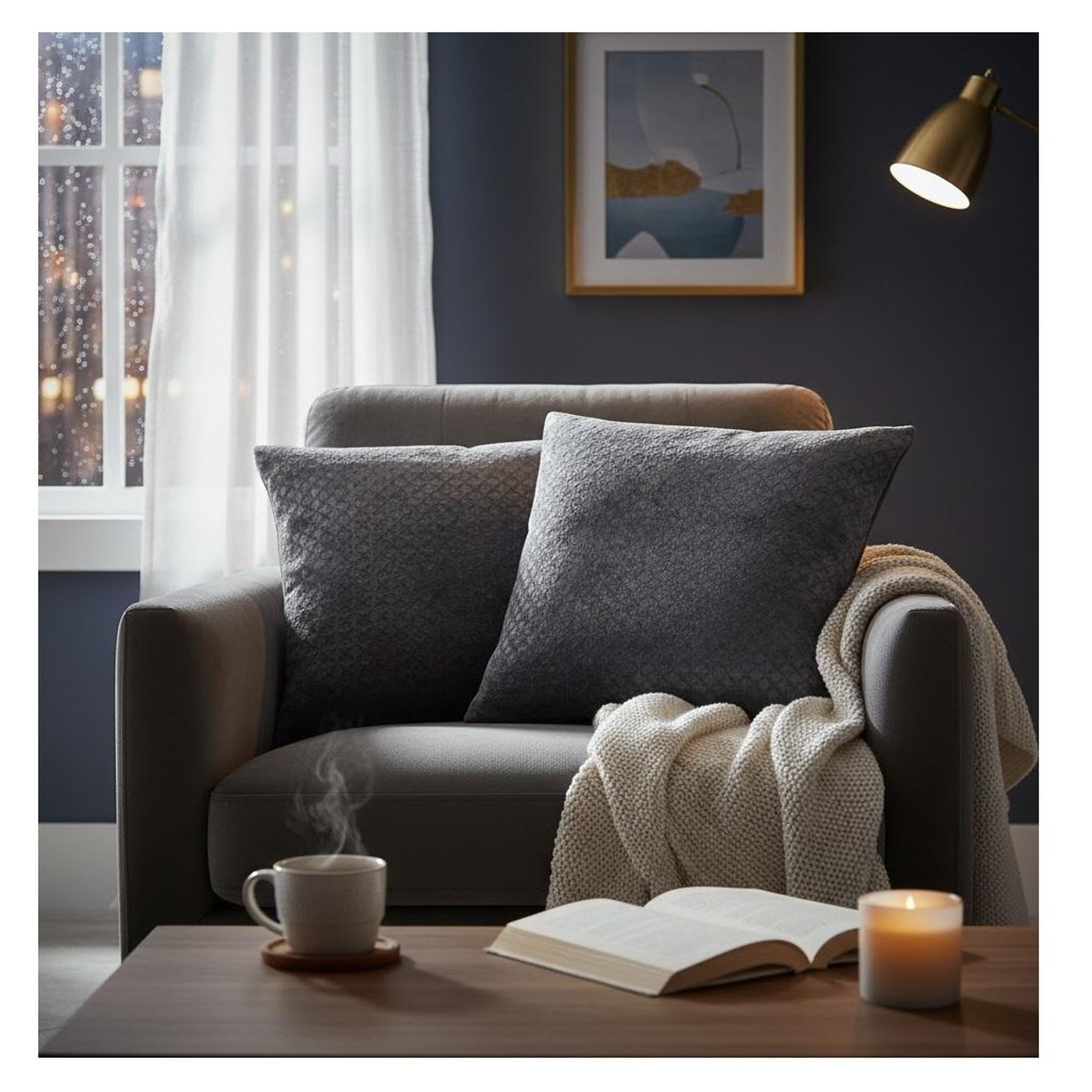 Voir la diapositive 2 : Eden Housse de coussin 40 x 40 cm nighty noir