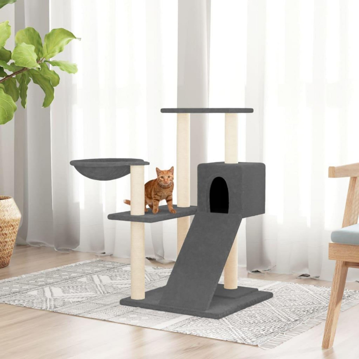VIDAXL Arbre a chat avec griffoirs en sisal Gris fonce 82 cm