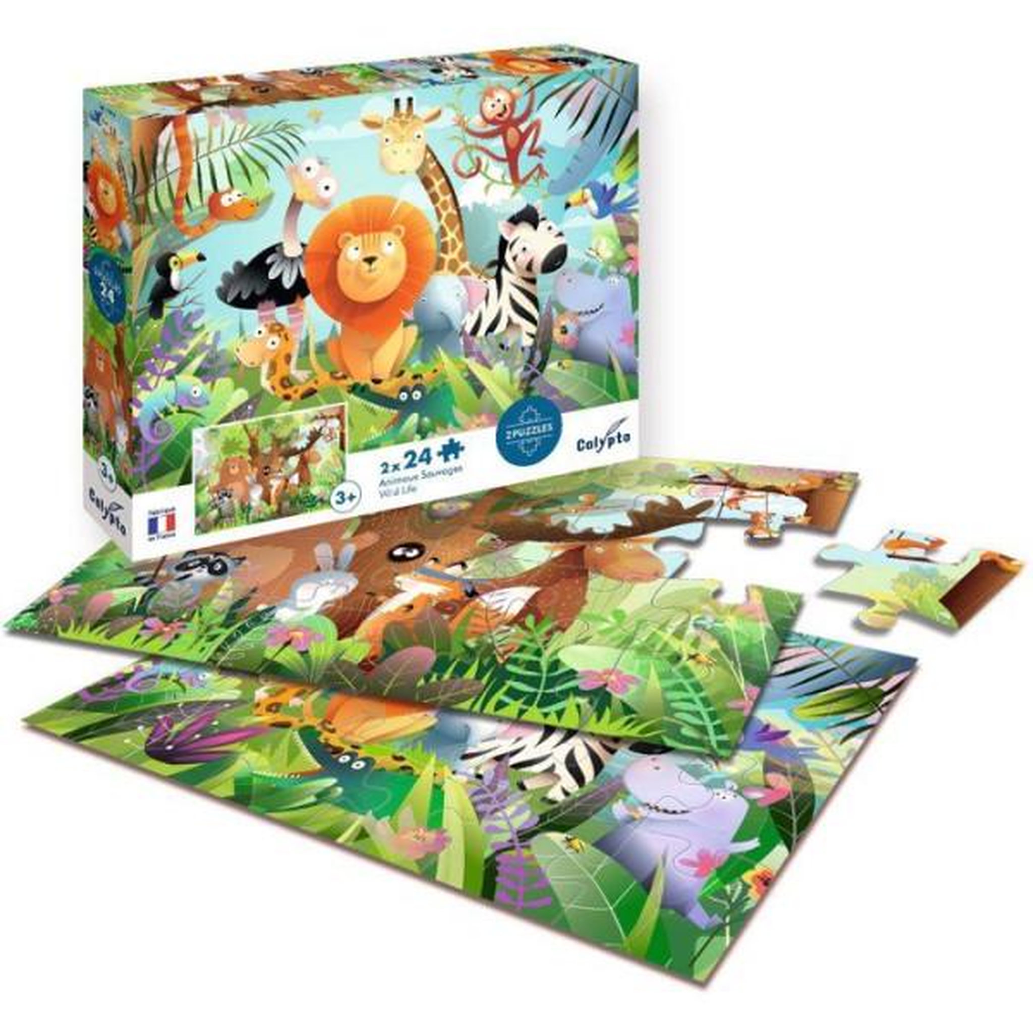Voir la diapositive 2 : Sentosphere Puzzles SentoSphère Animaux Sauvages 2 x 24 pièces