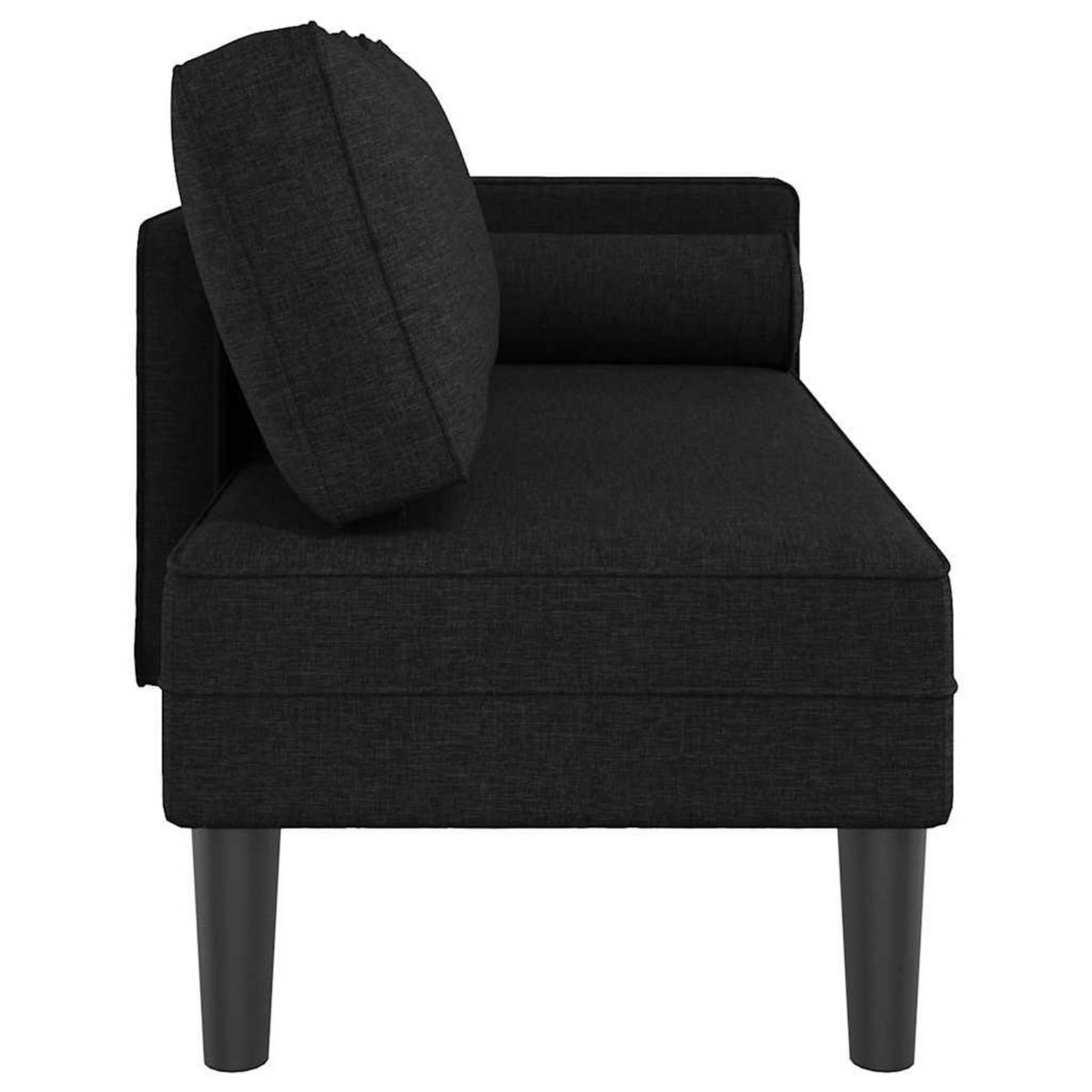 VIDAXL Chaise longue avec coussins noir tissu