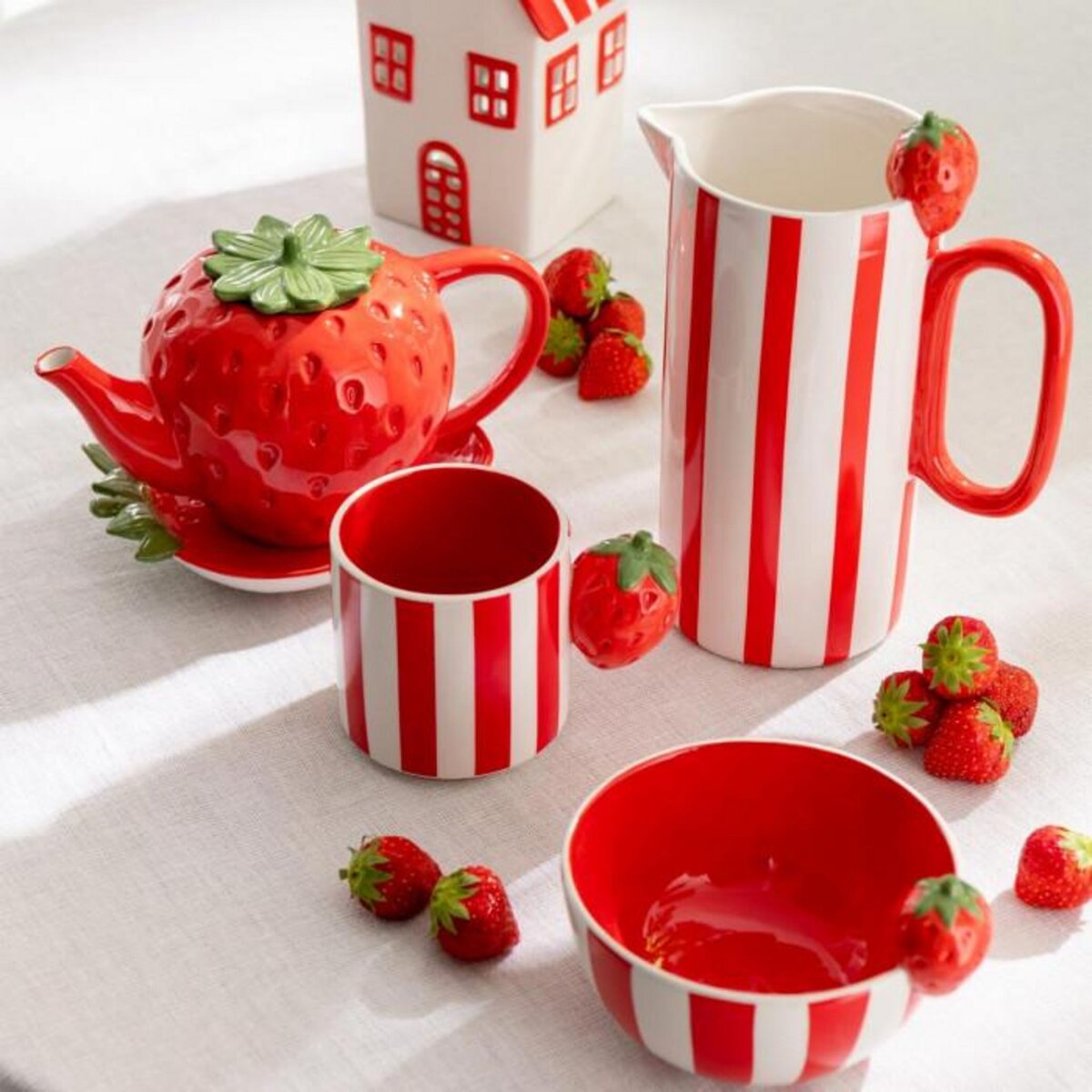 Paris Prix Théière Avec Plateau  Fraise  21cm Rouge