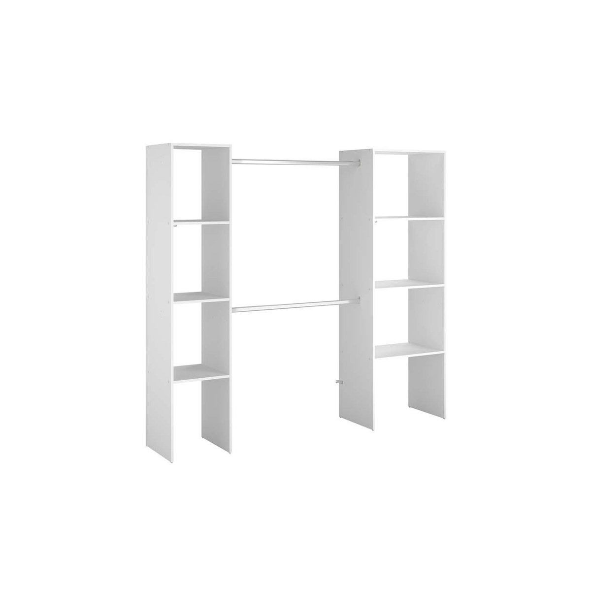 CONCEPT USINE Dressing blanc 6 étagères, 2 penderies 198 x 40 x 180 cm ELYSEE