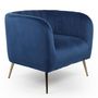Voir la diapositive 1 : Paris Prix Fauteuil Design en Velours  Reuben  75cm Bleu