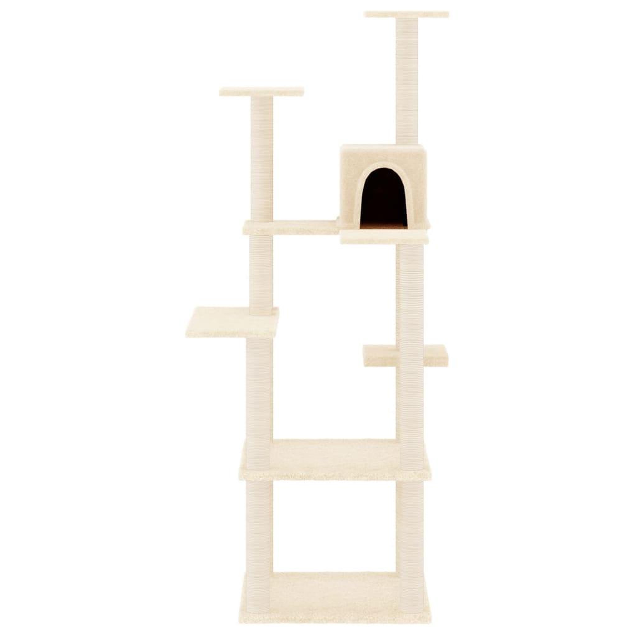 Voir la diapositive 3 : VIDAXL Arbre a chat avec griffoirs en sisal Creme 153 cm