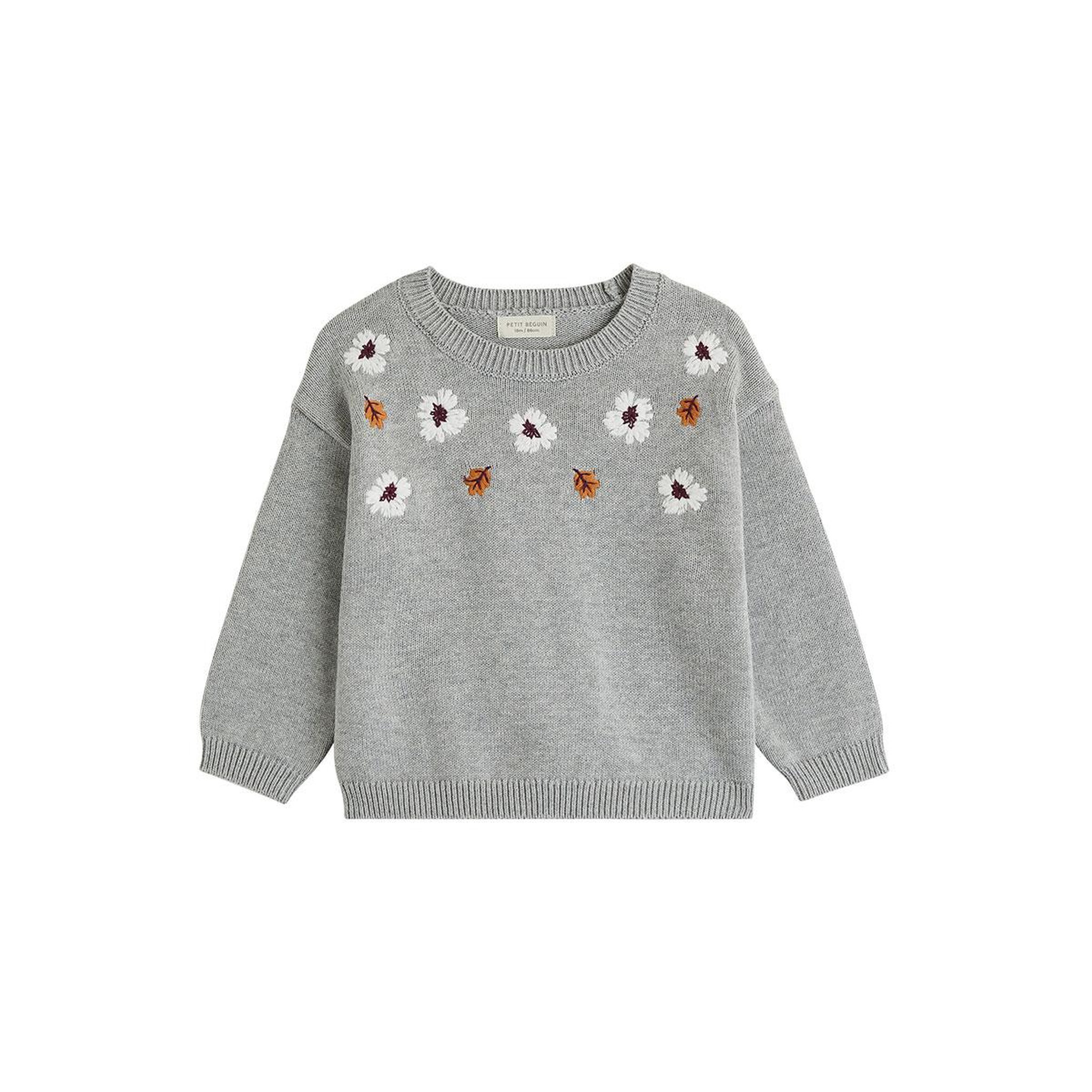 PETIT BEGUIN Pull enfant en tricot Aimée. Coloris disponibles : Gris