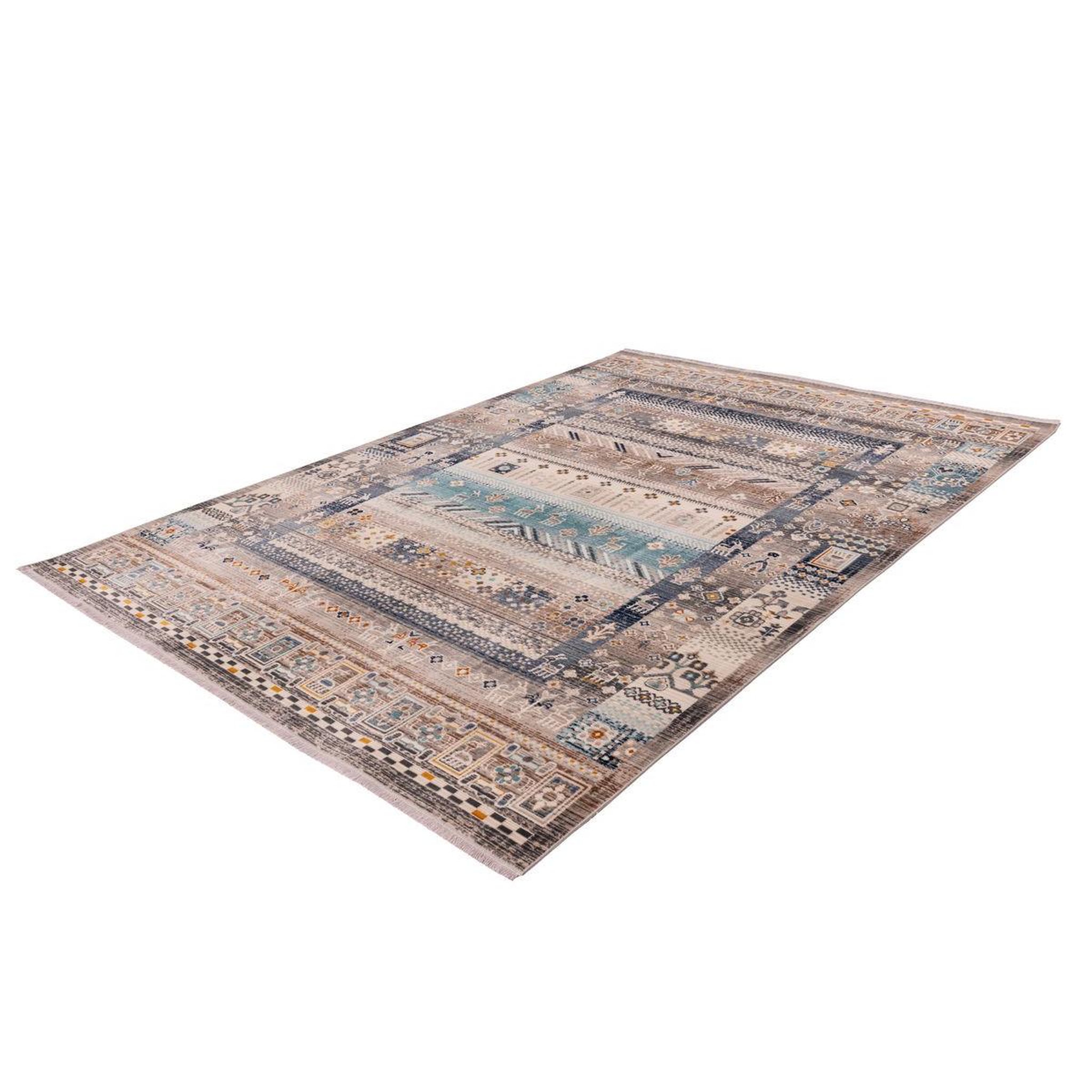 Voir la diapositive 4 : Paris Prix Tapis Ethnique à Poils Courts  Anouk  Marron & Bleu