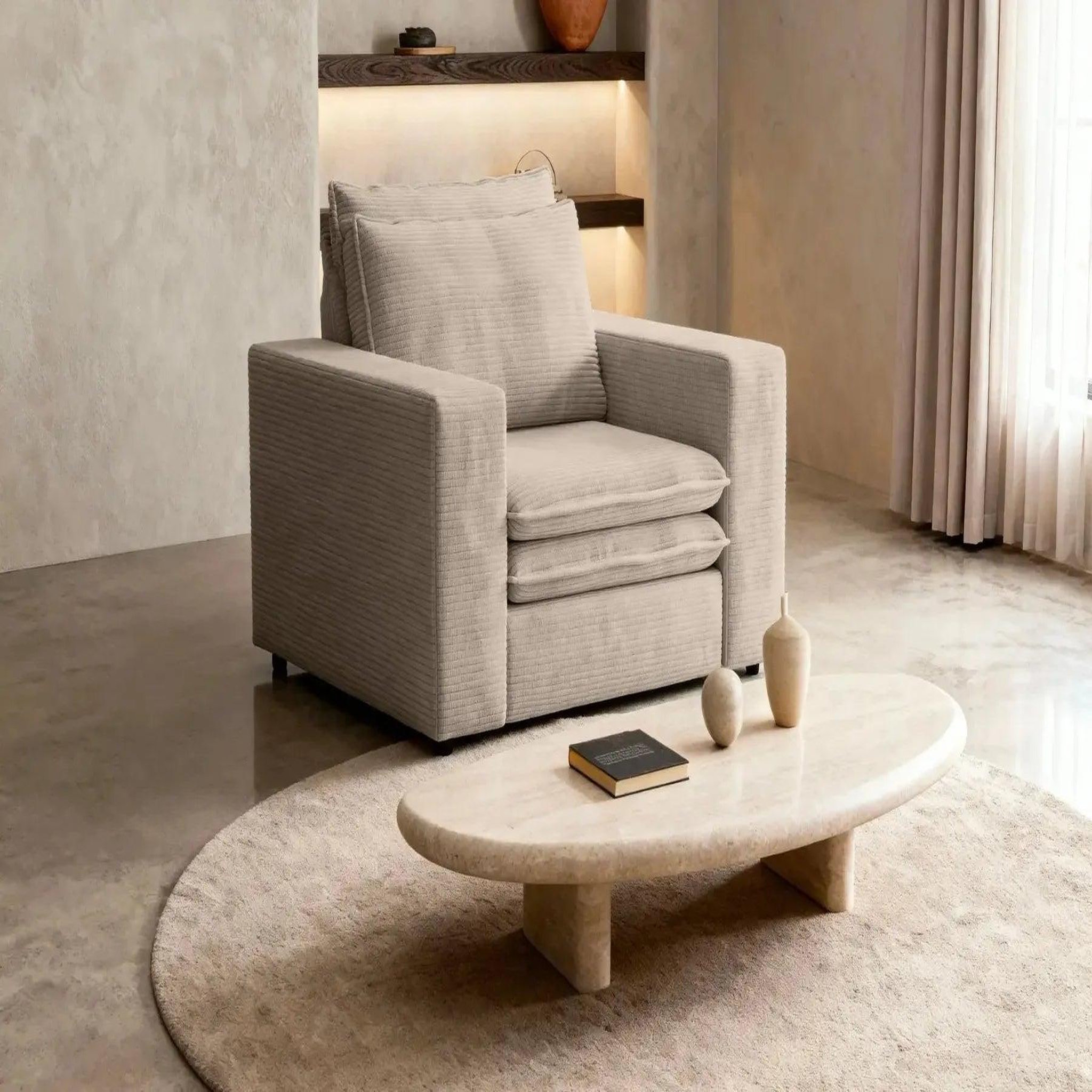 Voir la diapositive 2 : CASANOVA PARIS Oscar - fauteuil en velours côtelé