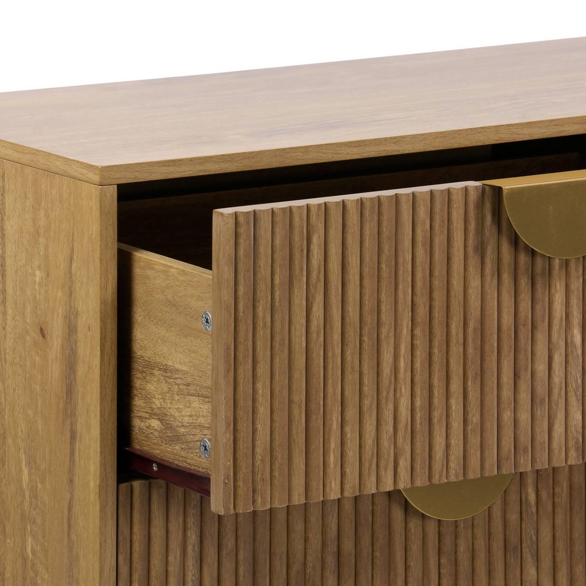 SWEEEK Commode décor bois de manguier rainuré 6 tiroirs - 120 x 39 x 79 cm - Celian