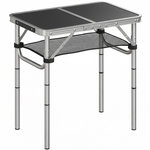 OUTSUNNY Table de camping pliable réglable alu noir avec rangement filet