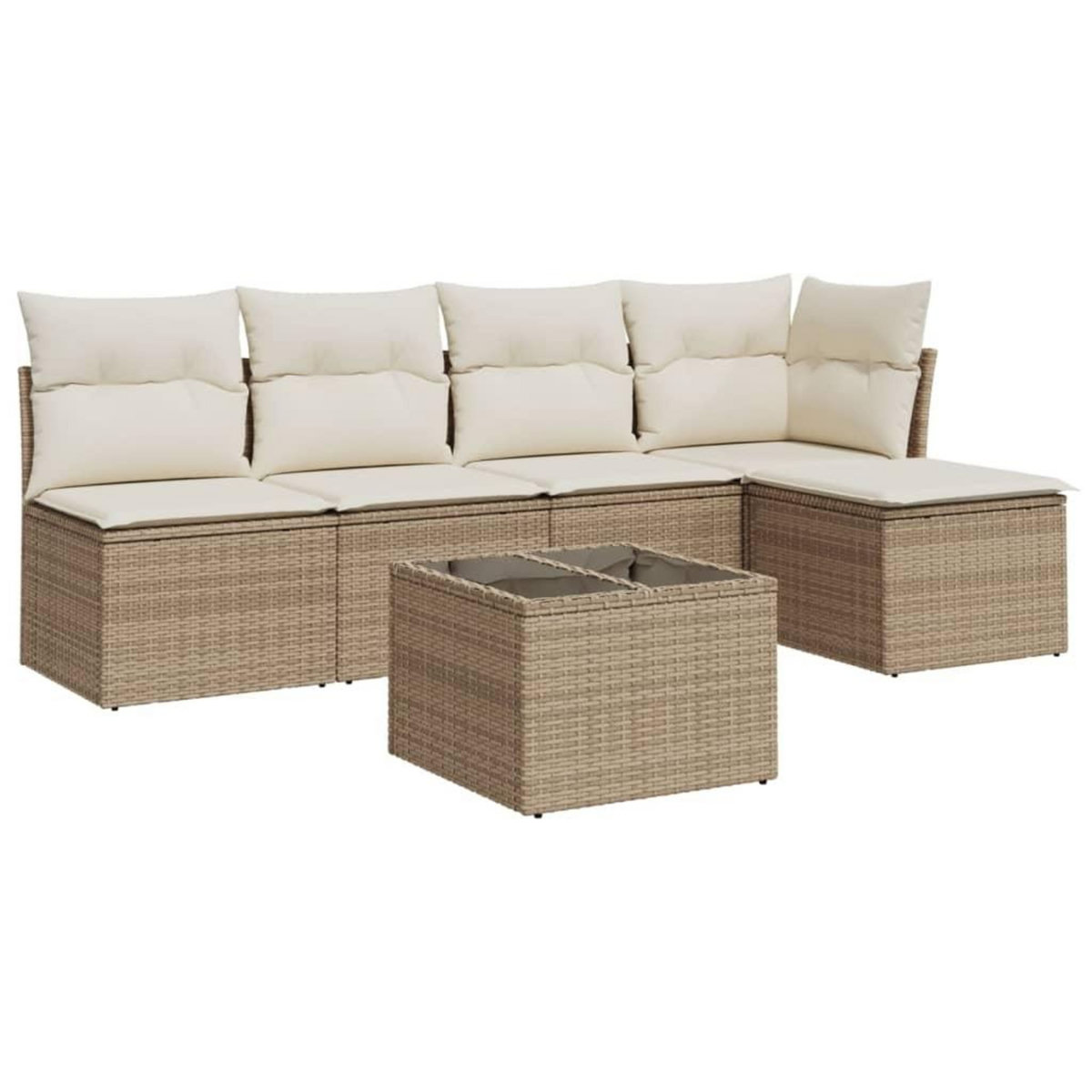 VIDAXL Salon de jardin avec coussins 6 pcs beige resine tressee
