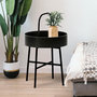 Voir la diapositive 3 : VS VENTA-STOCK Table auxiliaire Jaipur avec Plateau en MDF Noir et Structure métallique en Noir Mat