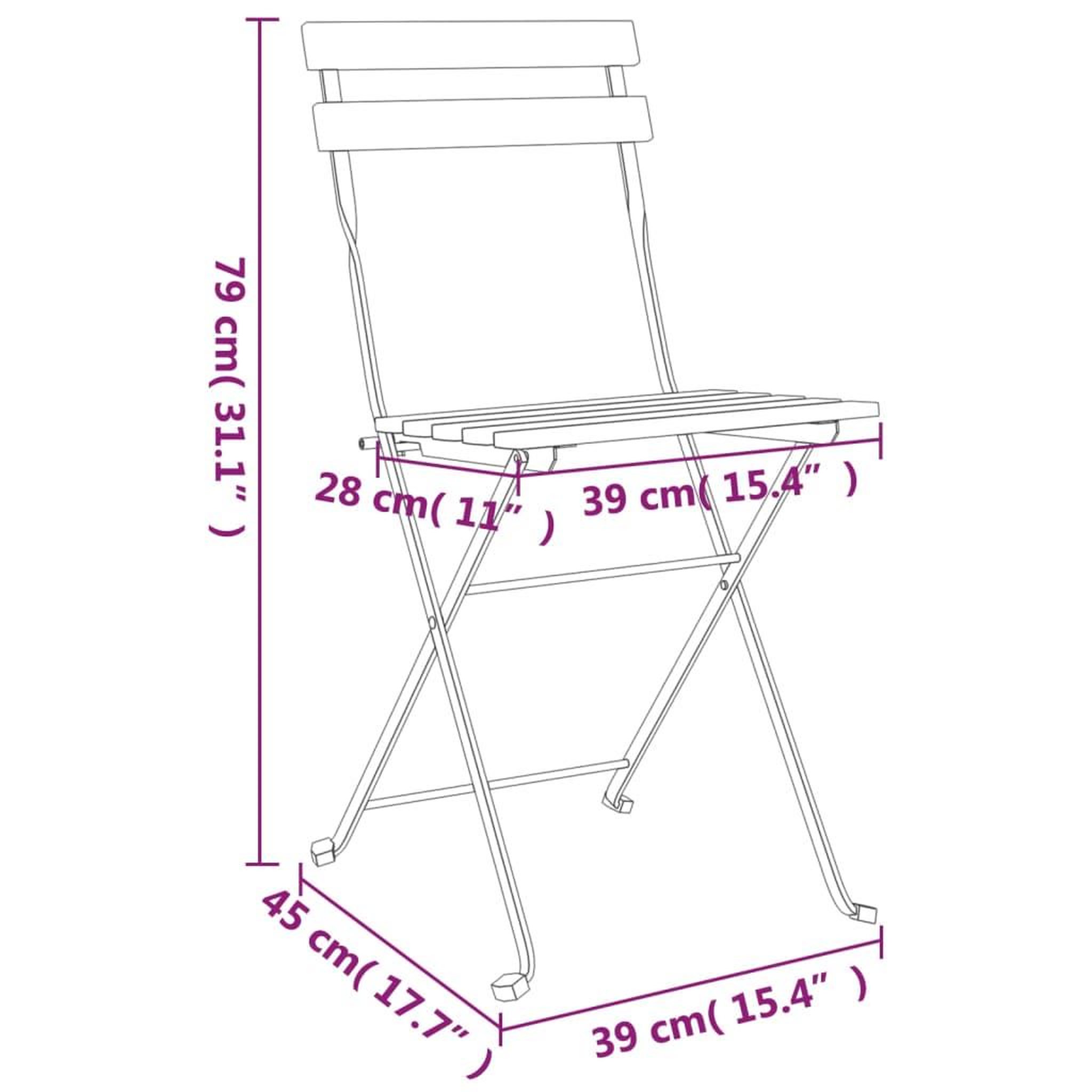 Voir la diapositive 6 : VIDAXL Ensemble de bistro pliable 5 pcs Bois d'acacia solide et acier